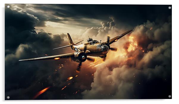 US Bomber takes fire over Europe   Acrylic by CC Designs