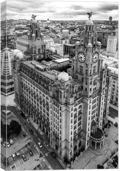 The Royal Liver Building Black and White Canvas Print by Apollo Aerial Photography