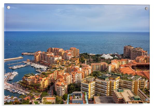 Monaco Principality Fontvieille District Cityscape Acrylic by Artur Bogacki