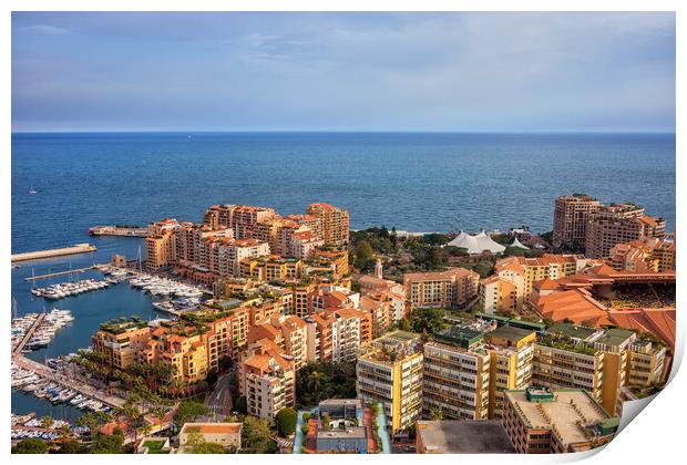 Monaco Principality Fontvieille District Cityscape Print by Artur Bogacki