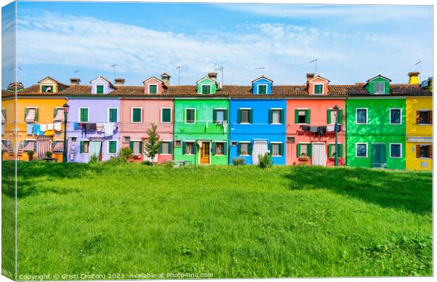 Colorful houses in Burano island, Venice Canvas Print by Cristi Croitoru