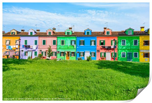 Colorful houses in Burano island, Venice Print by Cristi Croitoru