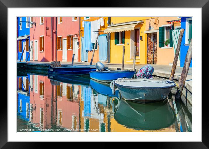 Water canal in Burano, Venice Framed Mounted Print by Cristi Croitoru