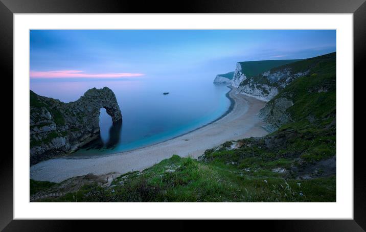 Durdle Door Blue Hour  Framed Mounted Print by Anthony McGeever