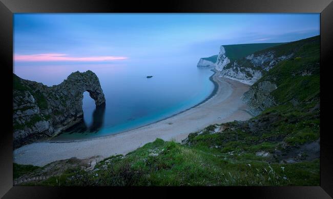 Durdle Door Blue Hour  Framed Print by Anthony McGeever