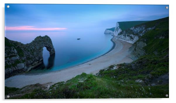 Durdle Door Blue Hour  Acrylic by Anthony McGeever