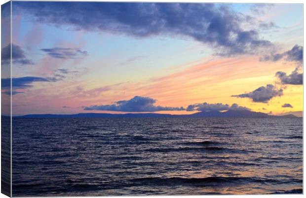 Scottish sunsets, Prestwick and Arran Canvas Print by Allan Durward Photography