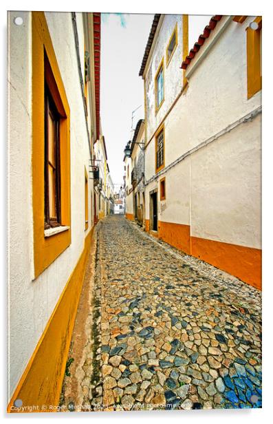 Secret lanes  of Evora Portugal Acrylic by Roger Mechan