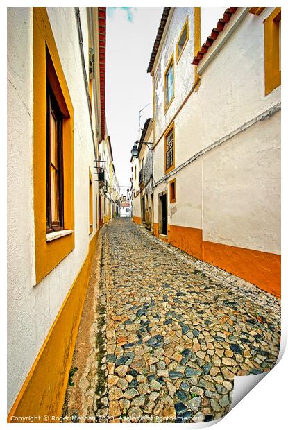 Secret lanes  of Evora Portugal Print by Roger Mechan