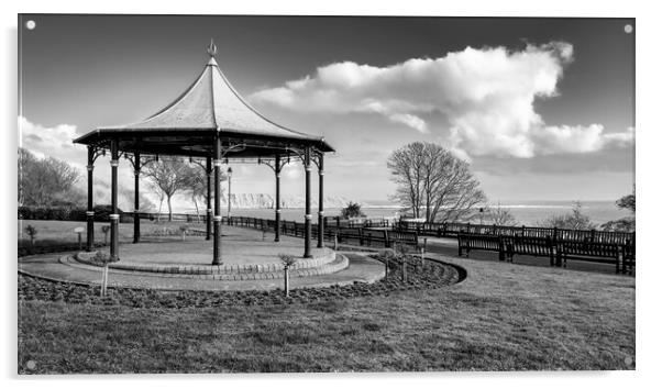 Filey Bandstand Black and White Acrylic by Tim Hill
