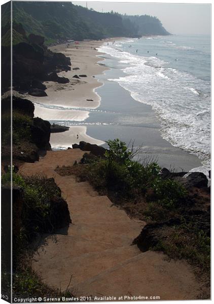 Steps Down to the Beach Varkala Canvas Print by Serena Bowles