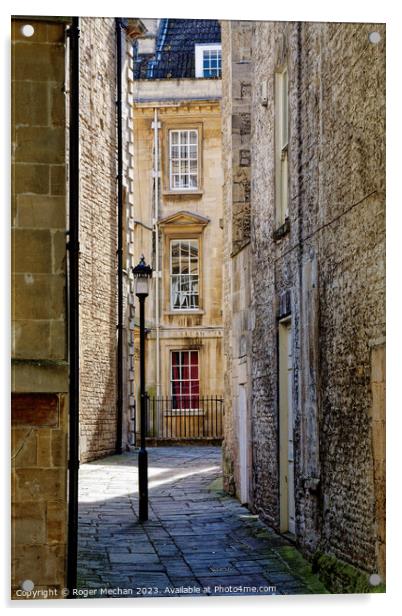 Back streets of Bath Somerset. Acrylic by Roger Mechan