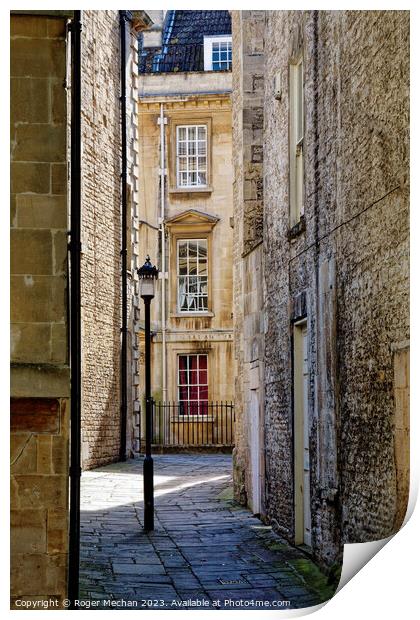Back streets of Bath Somerset. Print by Roger Mechan