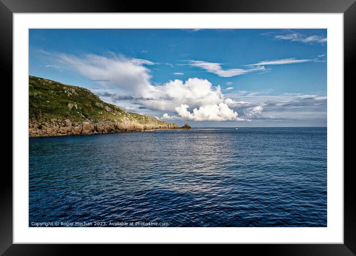 Lamorna Cove seascape Cornwall. Framed Mounted Print by Roger Mechan