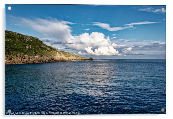 Lamorna Cove seascape Cornwall. Acrylic by Roger Mechan
