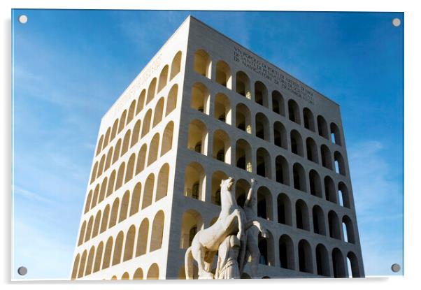 Palazzo della civiltà romana Acrylic by Fabrizio Troiani