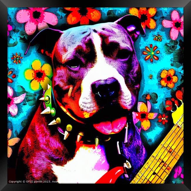 SUMMER OF LOVE PIT BULL 3 Framed Print by OTIS PORRITT