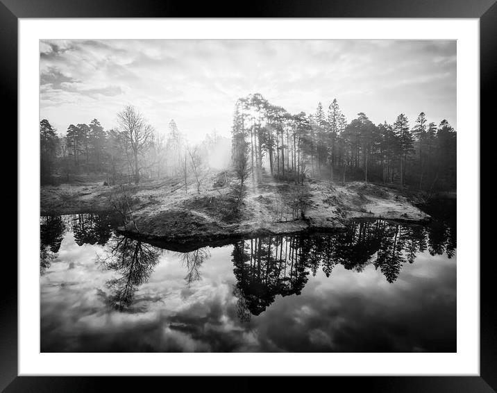 Tarn Hows Sunrise Black and White Framed Mounted Print by Tim Hill