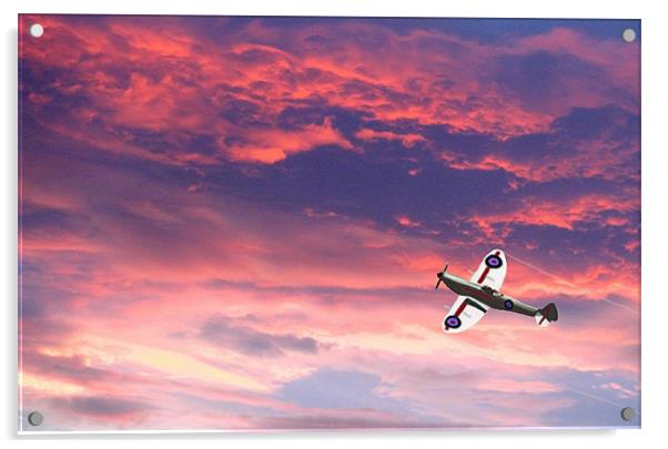 Spitfire Sunset - DigitArt Acrylic by Sandi-Cockayne ADPS
