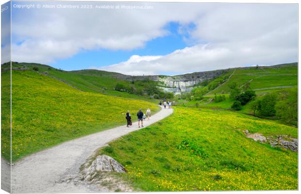 A Day Out At Malham Cove Canvas Print by Alison Chambers
