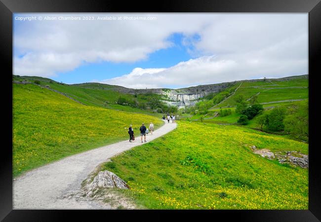 A Day Out At Malham Cove Framed Print by Alison Chambers