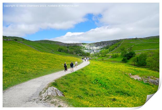 A Day Out At Malham Cove Print by Alison Chambers