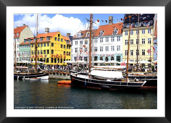 Tall mast yachts at Nyhavn Copemahgen Denmak Framed Mounted Print by john hill