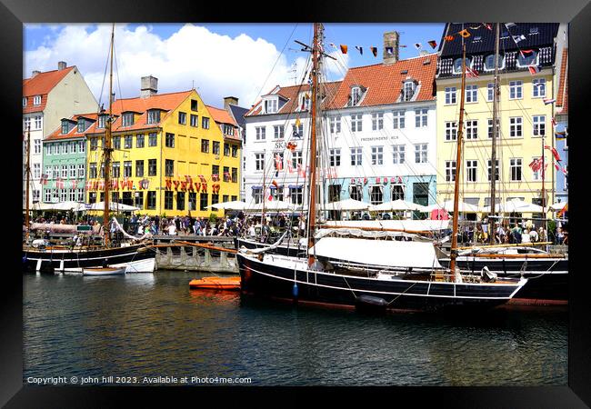 Tall mast yachts at Nyhavn Copemahgen Denmak Framed Print by john hill