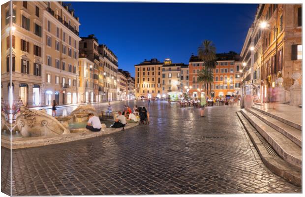  Piazza di Spagna Square at Night in Rome Canvas Print by Artur Bogacki