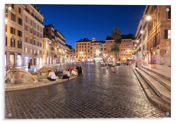  Piazza di Spagna Square at Night in Rome Acrylic by Artur Bogacki