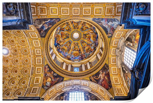 Gregorian Chapel Dome In St Peter Basilica Print by Artur Bogacki