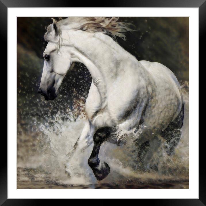 Galloping Grace: Equine Dream Framed Mounted Print by kathy white