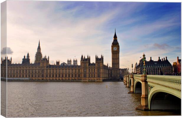 Quintessential Thames Vista: Westminster's Icons Canvas Print by Andy Evans Photos