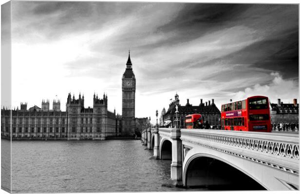Iconic London: Big Ben and Westminster Bridge Canvas Print by Andy Evans Photos