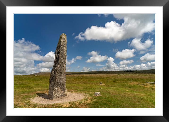 Dartmoor standing stone Framed Mounted Print by peter schickert