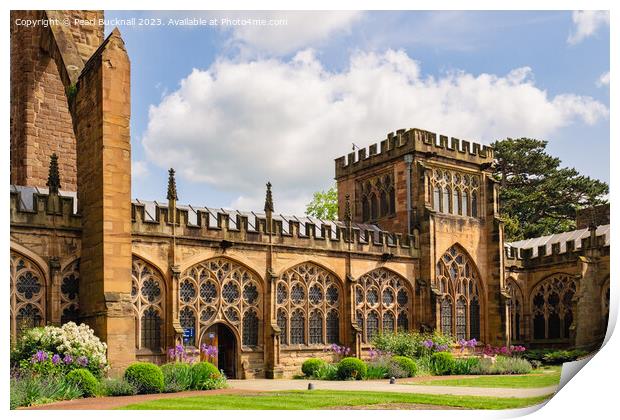 Hereford Cathedral Herefordshire Print by Pearl Bucknall