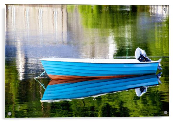 Little Blue Boat Acrylic by Lynne Morris (Lswpp)