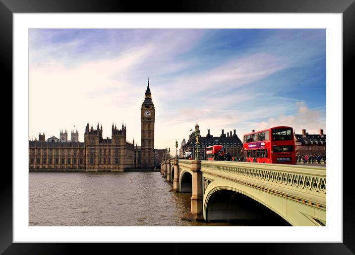 Iconic London Landmarks: Westminster Ensemble Framed Mounted Print by Andy Evans Photos