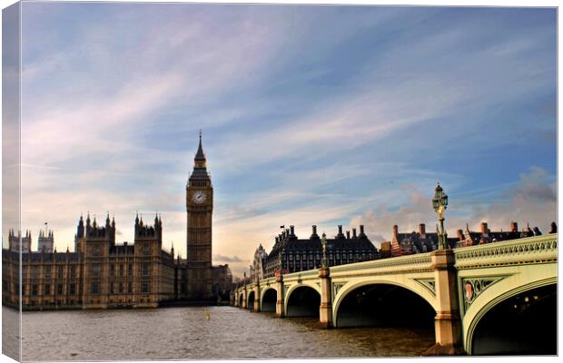 Iconic London: Big Ben and Westminster Bridge Canvas Print by Andy Evans Photos
