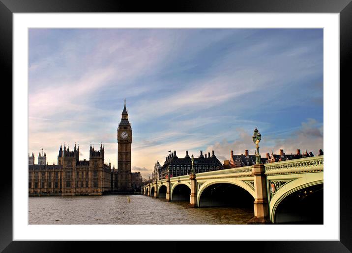Iconic London: Big Ben and Westminster Bridge Framed Mounted Print by Andy Evans Photos