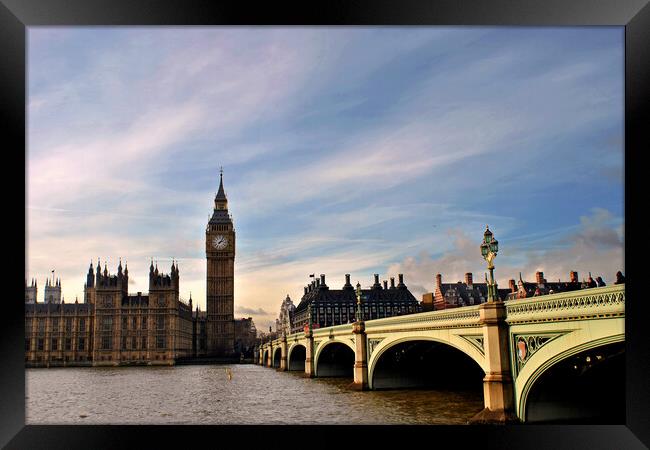 Iconic London: Big Ben and Westminster Bridge Framed Print by Andy Evans Photos