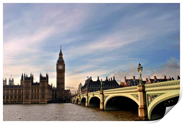 Iconic London: Big Ben and Westminster Bridge Print by Andy Evans Photos