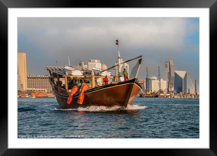 Dubai's Historic Saltwater Inlet Explored city  Framed Mounted Print by Holly Burgess