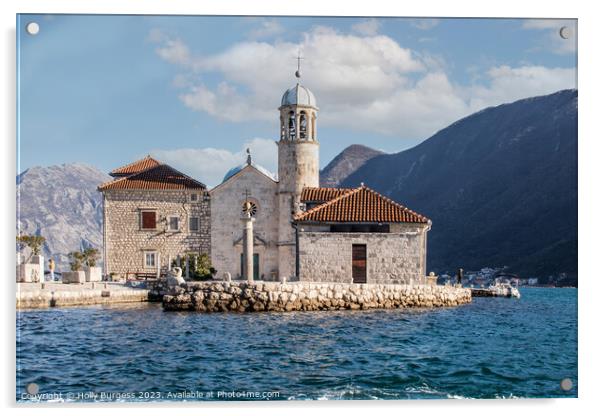 Enchanting Isle of Perast Our Lady of the Rocks  Acrylic by Holly Burgess