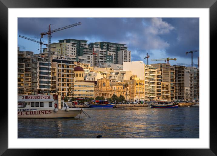 Sliema Town At Sunset In Malta Framed Mounted Print by Artur Bogacki