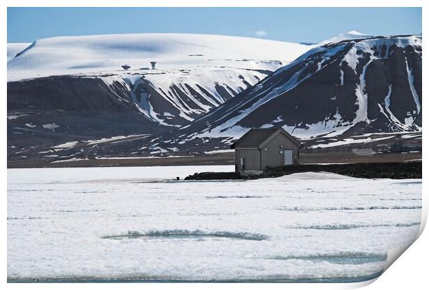 Frozen Lake and Mountains in Arctic Svalbard Print by Martyn Arnold
