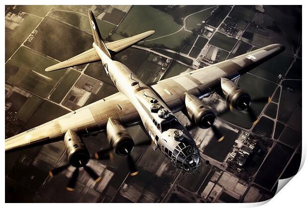 8th Air Force B-17 Flying Fortress  Print by CC Designs