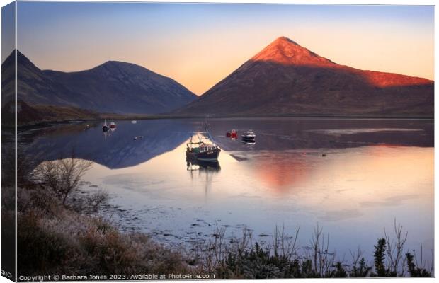 Loch Slapin Winter Sunset, Isle of Skye Scotland. Canvas Print by Barbara Jones