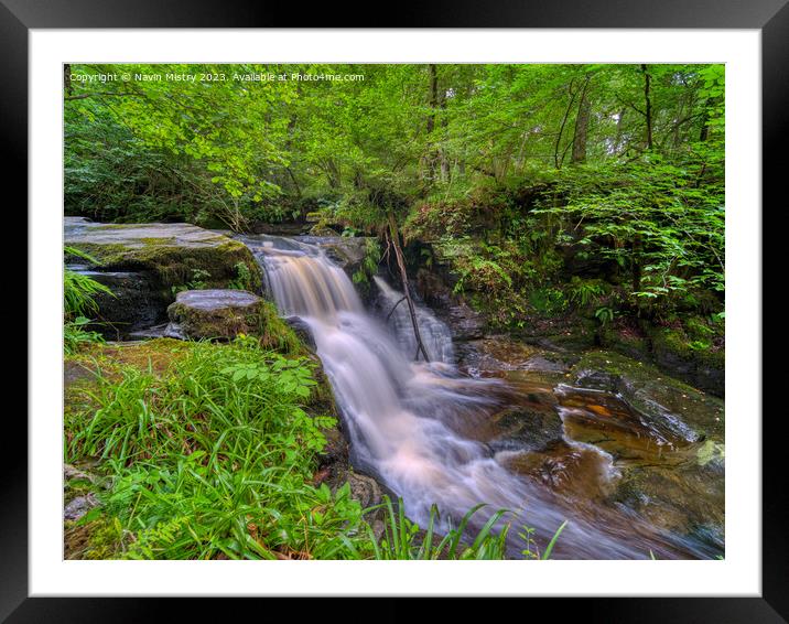 A water fall on the Edradour Burn, Pitlochry Framed Mounted Print by Navin Mistry