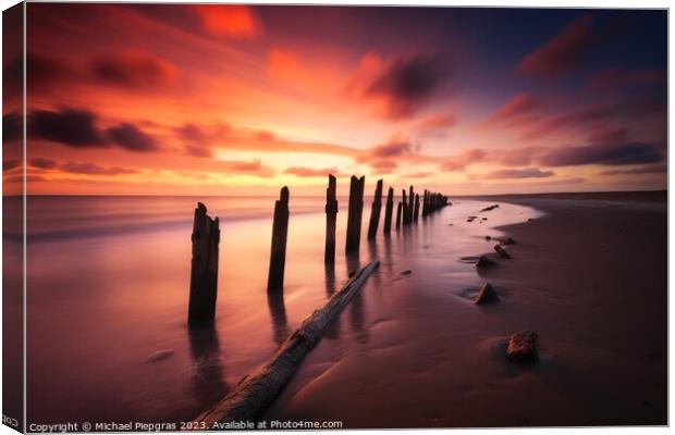A beach in europe at sunset long time exposure. Canvas Print by Michael Piepgras